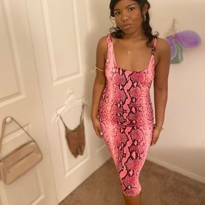 Got you rattled up snake print midi dress